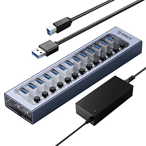 ORICO Hub USB 3.0 Aus Aluminium Mit 13 Ports - Verteiler Für Laden Und Datentransfer - Kompatibel Mit PC, iMac, Externe Festplatte, USB-Stick von ORICO