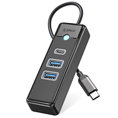 ORICO USB C Hub, 3 Ports USB Verteiler mit 2 USB A und 1 Typ C für Laptop, Handy, Tablet mit 0,15m Kabel, kompatibel mit Mac OS 10.X und höher, Linux, Android, Schwarz von ORICO