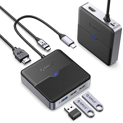 ORICO USB C Hub 5 in 1 Docking Station mit 4K HDMI, PD 60W, 5 Gbps USB A 3.0, 2 Ports USB A 2.0, Typ C Multiport Adapter für MacBook Air Pro M2 M1 iPad Surface Dell Hp (15cm) von ORICO
