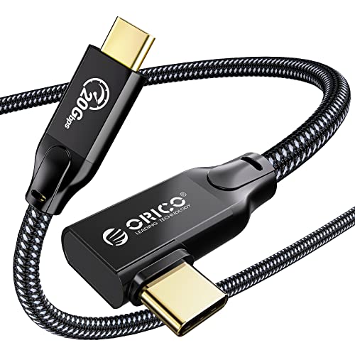 ORICO USB C Kabel, 20 Gbps USB 3.2 Gen2X2 Datenkabel, USB C auf USB C Ladekabel 100W, Unterstützung von 4K@60 Hz, kompatibel Laptop, Mobiltelefon, Hubs, Docking Stations, 90 Grad,1M von ORICO