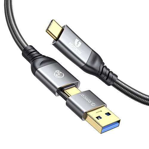 ORICO USB C Kabel, Multi 2 in 1 Ladekabel, USB C auf USB C Schnellladekabel 100W PD, Typ C Handy Datenkabel 20 Gbps, 4K@60Hz Display, kompatibel mit MacBooks,iPad Pro,Hubs, Docks, eGpu, 2M von ORICO