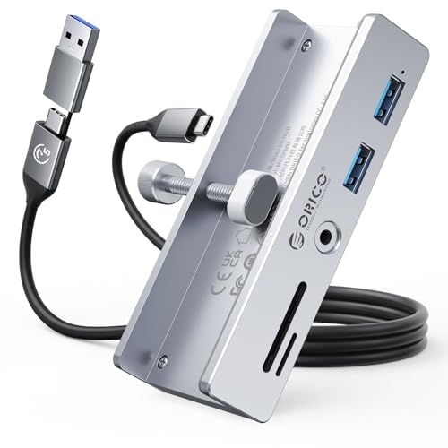 ORICO USB Hub 3.0 Mit SD/TF Kartenleser - 5 in 1 Verteiler Mit 2 USB-A Ports, 3.5 mm Audio, 5Gbps - Clip-Typ Splitter Mit Stromversorgungsanschluss Für Monitore, Desktop ORICO USB Hub 3.0 Mit SD/TF Kartenleser - 5 in 1 Verteiler Mit 2 USB-A Ports, 3.5 mm Audio, 5Gbps - Clip-Typ Splitter Mit Stromversorgungsanschluss Für Monitore, Desktop von ORICO