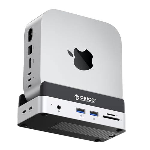 ORICO MiniDock Mac mini M4 Dock & Ständer mit NVMe SSD Gehäuse, USB C Hub mit 2 USB-A 10Gbps, SD/TF 3.0, Perfektes für Mac mini M4/M4 Pro - VSE von ORICO