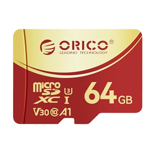 ORICO F3 64GB microSDXC UHS-I Speicherkarte, 100MB/s, 4K UHD Recoding, U3, Class10, V30, A1, Micro SD für Action Kamera, Dash Cam, TF Karte von ORICO