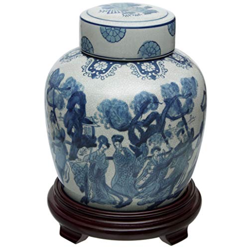 Damen Porzellan-Ingwerglas, 25,4 cm, Blau/Weiß von ORIENTAL Furniture