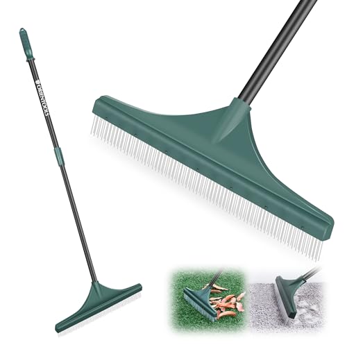 ORIENTOOLS Kunstrasenbürste Kunstrasenrechen mit Stiel draußen Grasrechen mit faltbarem leichtem Stahlgriff 130cm Straßenbesen für Tierhaarentfernung von ORIENTOOLS