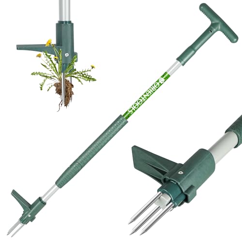 ORIENTOOLS Unkrautabzieher Stand Up Weeder Handwerkzeug mit 3 Krallen für Löwenzahn, Stahl Twist Hand Unkrautwurzel Ziehwerkzeug Greifer und Picker, 96,5 cm Langer Griff Rasen Einfacher von ORIENTOOLS