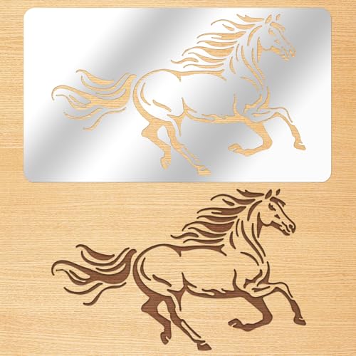 ORIGACH 10.1x17.7 CM Metall Pferd Schablone Vorlage Edelstahl Pferd Wiederverwendbare Malerei Schablonen Holz Brennen Schablonen für Scrapbooking, Holzschnitzerei, Pyrographie, Gravur von ORIGACH