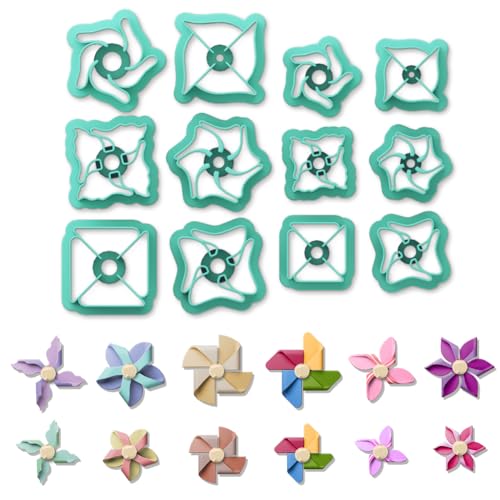 ORIGACH 12 Stück Windrad Tonschneider Polymer Ton Schneider Tonausstecher Mit Windrad Design Für Ohrringe Mit Transparenter Aufbewahrungsbox von ORIGACH