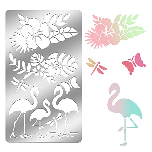 ORIGACH 17.7 x 10.1 cm Schablonen, Flamingo Metall Schablonen für Brandmalerei Holzverbrennung Gravur und Scrapbooking Projekt von ORIGACH