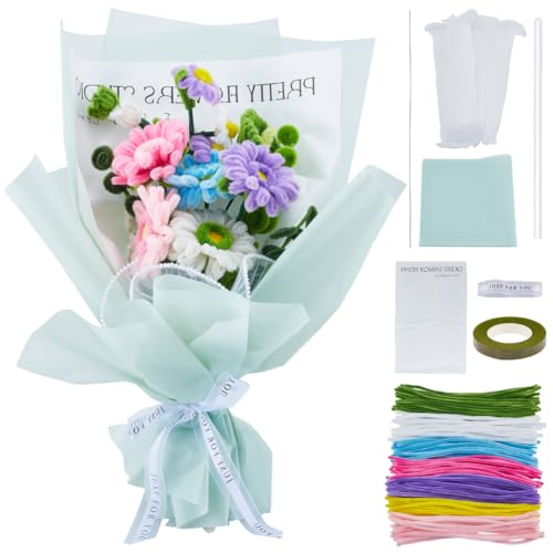 ORIGACH 180 Stück Gänseblümchen, Calla, Lilie, Kosmos, Pfeifenreiniger, Blumen-Set, Chenille-Stiele, Pfeifenreiniger, Bastelbedarf für Blumenstraußherstellung, mit Anleitung (evtl. nicht in deutscher von ORIGACH