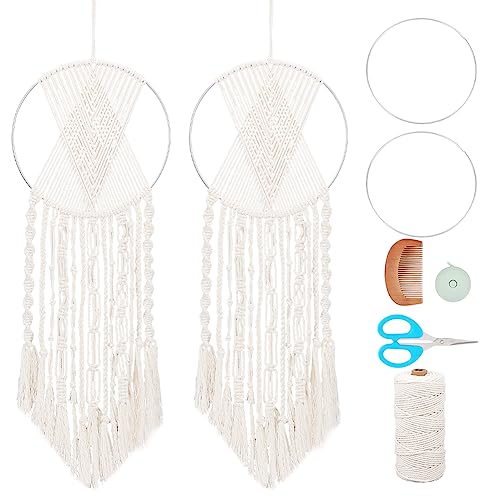 ORIGACH 2 Set DIY Traumfänger Kits Handgemachte Traumfänger Kits Makramee Kits für Erwachsene Anfänger Boho Makramee Wand hängend Zubehör enthält Baumwollschnur und Anleitung von ORIGACH