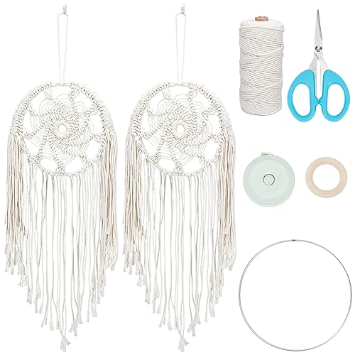 ORIGACH 2 Set DIY Traumfänger Makramee Kits für Anfänger Handgemachte Traumfänger Kits für Erwachsene Boho Makramee Wand hängend Zubehör Inklusive Baumwollkordel und Anleitung von ORIGACH