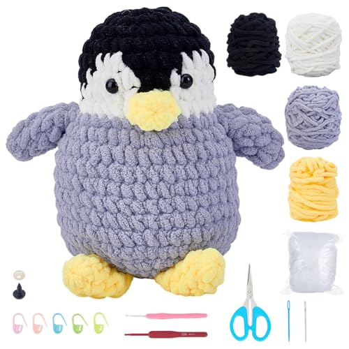 ORIGACH 2 Set Pinguin Häkelset Für Anfänger, DIY Starter Häkelset Für Erwachsene Mit Schritt Für Schritt Videoanleitung von ORIGACH