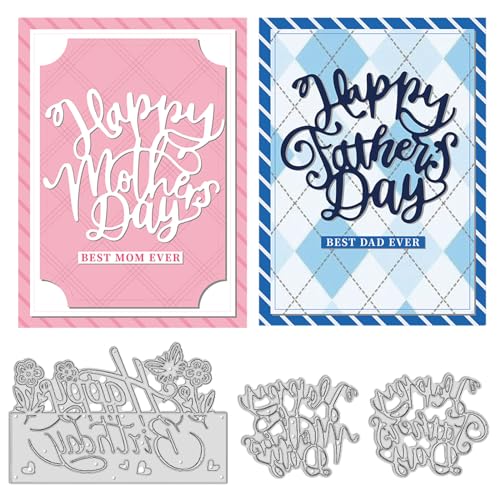 ORIGACH 3 Pcs glückliche Muttertag Metall Schneiden stirbt glücklichen Vatertag und alles Gute zum Geburtstag stanzt Prägen Schablonen Vorlage für DIY Scrapbooking dekorative Papier Kartenherstellung von ORIGACH