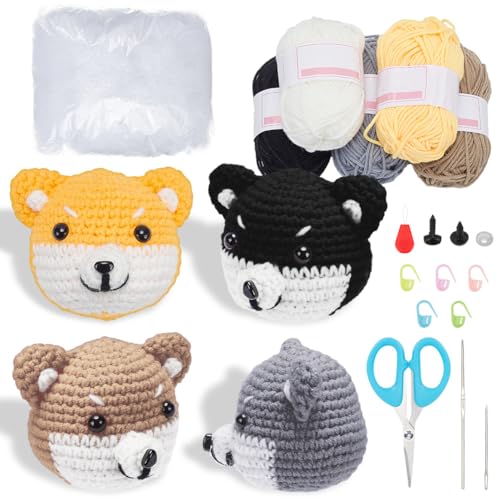 ORIGACH 4 Sets Shiba Dog und Husky Häkelset für Anfänger, Komplettes Häkelset mit Anleitung für Erwachsene, Hundehäkelset für Anfänger ORIGACH 4 Sets Shiba Dog und Husky Häkelset für Anfänger, Komplettes Häkelset mit Anleitung für Erwachsene, Hundehäkelset für Anfänger von ORIGACH