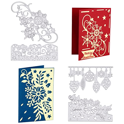 ORIGACH 4 Stück Weihnachten Metall Stanzformen Schneeflocke Element Stanzformen Prägeschablonen Schablonenform für DIY Scrapbooking Dekoratives Papier Weihnachtskartenherstellung von ORIGACH