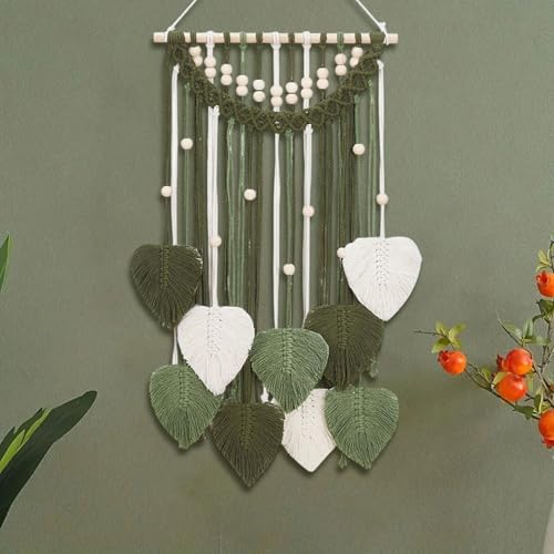 ORIGACH DIY Makramee Blätter Wandbehang Kit Boho weiße und grüne Blätter Wandteppich Makramee Kit für Erwachsene Anfänger handgemachte Basic Makramee Federn Blatt Wandaufhänger Dekor ORIGACH DIY Makramee Blätter Wandbehang Kit Boho weiße und grüne Blätter Wandteppich Makramee Kit für Erwachsene Anfänger handgemachte Basic Makramee Federn Blatt Wandaufhänger Dekor von ORIGACH