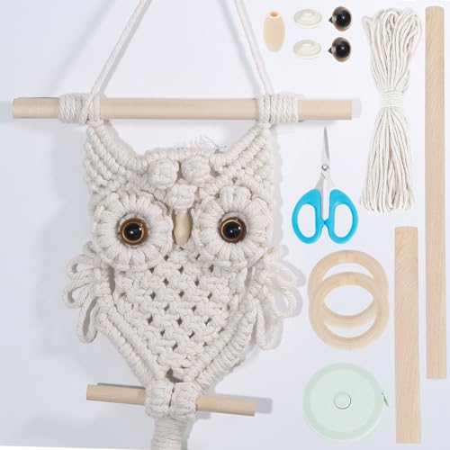 ORIGACH DIY Makramee Eule Wandbehang Kit Handmade Makramee Eule Wandbehang Wandteppich Kit Boho Makramee Wandbehang Dekor gewebt Ornament Geschenk für Schlafzimmer Wohnzimmer von ORIGACH