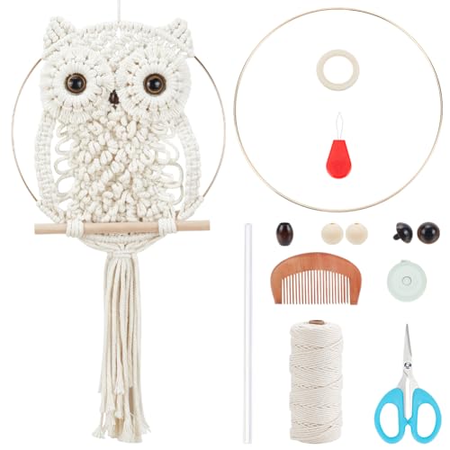 ORIGACH DIY Makramee Eule Wandbehang Wandteppich Kit Makramee Eule Kit für Anfänger Boho handgefertigt gewebt Wandbehang Dekoration für Wohnzimmer Schlafzimmer von ORIGACH