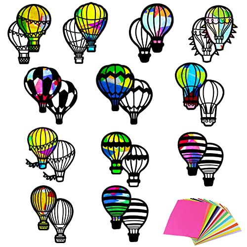 ORIGACH Heißluftballon-Sonnenfänger-Set, 12 Arten, Heißluftballon-Seidenpapier, Buntglas-Set mit farbigem Seidenpapier für Fenster, Klassenzimmer, Kunsthandwerk ORIGACH Heißluftballon-Sonnenfänger-Set, 12 Arten, Heißluftballon-Seidenpapier, Buntglas-Set mit farbigem Seidenpapier für Fenster, Klassenzimmer, Kunsthandwerk von ORIGACH