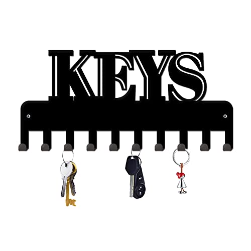 ORIGACH KEYS Schlüsselhalter für die Wandmontage Schlüsselhaken, Schlüsselbrett Aus Eisen Mit 10 Haken Für Eingangstür Haus Und Küche, 25 cm von ORIGACH