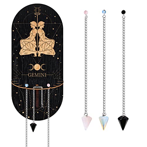ORIGACH Kleines Kristallregal Hexe Boho Handregal Kristallständerhalter Dekoratives Kristall Wandregal mit 3 Stück Metallkette Kristallen Stein(Gemini-Thema) von ORIGACH