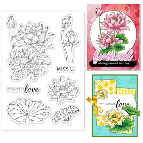 ORIGACH Lotusblüte Silikonstempel Blumen Stempel Für Die Kartenherstellung Gummistempel Transparente Stempel Für Papier Basteln Journaling Und DIY Scrapbooking von ORIGACH