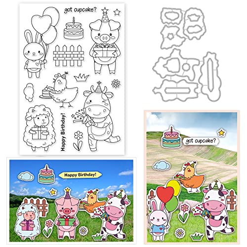 ORIGACH Nette Nutztiere Stanzschablonen und Stempelset für DIY Scrapbooking Album Dekorative Papierformen Kartenherstellung von ORIGACH
