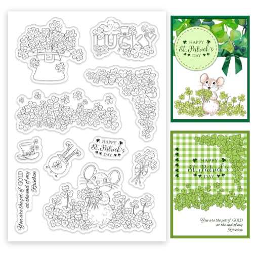 ORIGACH Silikonstempel St. Patrick'S Day Kleeblättern Stempel Für Die Kartenherstellung Gummistempel Transparente Stempel Für Papier Basteln Journaling Und DIY Scrapbooking von ORIGACH