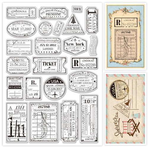 ORIGACH Vintage Flugticket klar Briefmarken Retro-Stil Porto Silikonstempel für Karten machen DIY Scrapbooking Fotoalbum Dekoration, 29.7x21cm/11.7x8.3inch ORIGACH Vintage Flugticket klar Briefmarken Retro-Stil Porto Silikonstempel für Karten machen DIY Scrapbooking Fotoalbum Dekoration, 29.7x21cm/11.7x8.3inch von ORIGACH