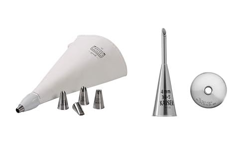 ORIGINAL KAISER | 8-TLG. Spritzbeutel Starter-Set inkl. Spritztülle 4 mm | rostfreier Edelstahl | 6 Verschiedene Tüllen | wiederverwendbar | ideal zum garnieren und füllen von Gebäck von ORIGINAL KAISER