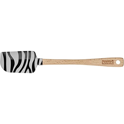 Original Kaiser Go wild Teigschaber Silikon Dough Scraper 23 x 4 cm, 100% Silikon, Holzgriff, hitzebeständig, Silikonschaber, zebramuster von Kaiser