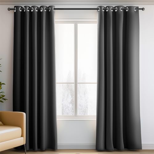 ORINOVA Blickdicht Vorhänge 107x213 cm Schwarz Thermovorhang Kälteschutz Verdunklungsvorhänge Wohnzimmer Schlafzimmer Blackout Vorhang mit Ösen 2er Set ORINOVA Blickdicht Vorhänge 107x213 cm Schwarz Thermovorhang Kälteschutz Verdunklungsvorhänge Wohnzimmer Schlafzimmer Blackout Vorhang mit Ösen 2er Set von ORINOVA