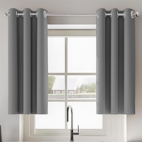ORINOVA Graue Raumverdunkelungsvorhänge für Wohnzimmer, Bauernhaus, Verdunkelung, wärmeisoliert, 86,4 x 91,4 cm, Länge 2 Paneele von ORINOVA