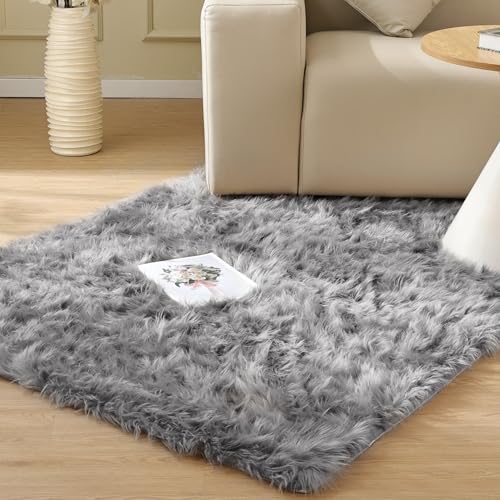 ORINOVA Teppich Flauschig Grau 120x180 cm Kunstfell Teppich Fellteppich Kuschel Weich Wohnzimmer Bettvorleger Schlafzimmer Waschbar von ORINOVA