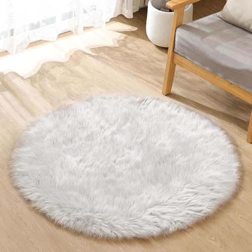 ORINOVA Teppich Rund Weiß Flauschig Fellteppich 90 cm Kunstfell Teppich Kuschel Weich Bettvorleger Schlafzimmer Deko Wohnzimmer Waschbar ORINOVA Teppich Rund Weiß Flauschig Fellteppich 90 cm Kunstfell Teppich Kuschel Weich Bettvorleger Schlafzimmer Deko Wohnzimmer Waschbar von ORINOVA