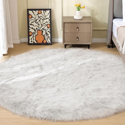 ORINOVA Teppich Runder Weiß 200 cm Kunstfell Flauschig Fellteppich Kuschelteppich Schlafzimmer Wohnzimmer Weicher Waschbar Bettvorleger ORINOVA Teppich Runder Weiß 200 cm Kunstfell Flauschig Fellteppich Kuschelteppich Schlafzimmer Wohnzimmer Weicher Waschbar Bettvorleger von ORINOVA