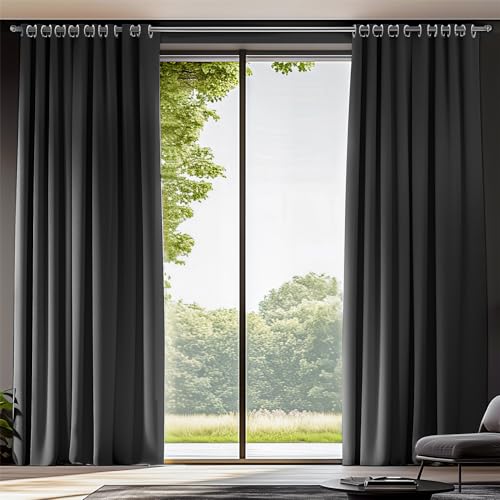 ORINOVA Vorhang Blickdicht Thermovorhang Kälteschutz Schwarz 140x244 cm Verdunklungsvorhänge Schlafzimmer Wohnzimmer Vorhang mit Ösen 2er Set von ORINOVA