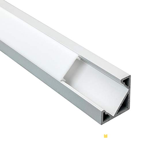 Aluprofil 2 Meter Eck Eckprofil Aluminium Profile Alu Schiene Abdeckung Leiste für LED Strips Profil Stripes opal weiß (2M) von ORION LIGHTSTYLE