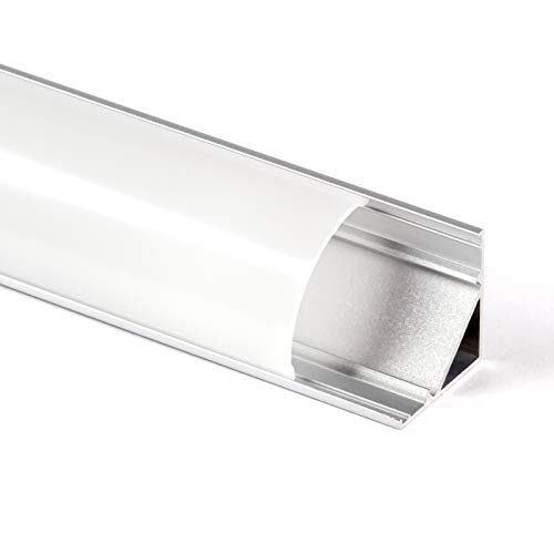 Aluschiene für LED Strips bis 12 mm, 1 m klar - Aluminium Abdeckung, Eckleiste für Led Streifen, Aluabdeckung, Aluprofil Eck Eckprofil, Alu, Weiß von ORION LIGHTSTYLE