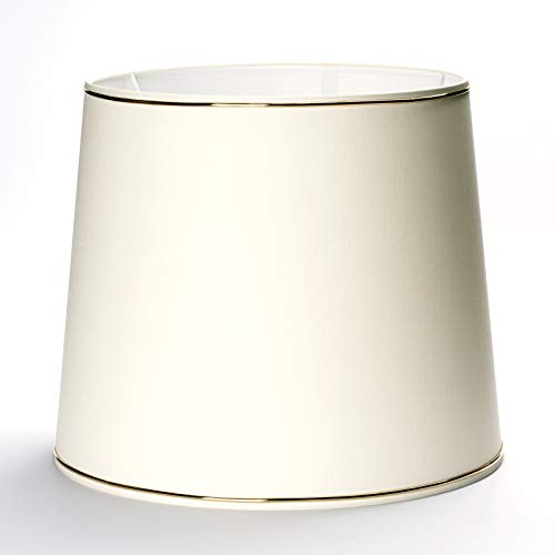 Ersatz Lampenschirm Stoffschirm creme mit Dekor Goldring Gold Schirm Aufnahme f. Fassung E27 Goldkante beige (34x29cm) von ORION LIGHTSTYLE