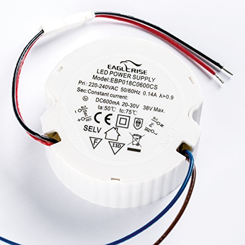 LED Driver Eaglerise EBP018C0600CS 20-30 Volt 600mA Konstant Strom 18 Watt Treiber Trafo rund weiß von ORION LIGHTSTYLE