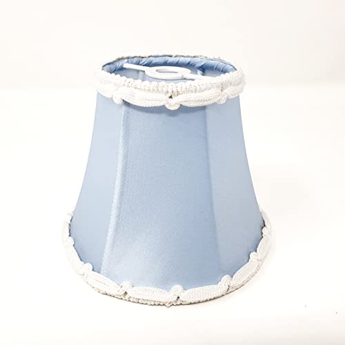 Lampenschirm Aufsteckschirm Aufsetzschirm für Kronleuchter Vintage Seide Steckschirm (Blau) von ORION LIGHTSTYLE