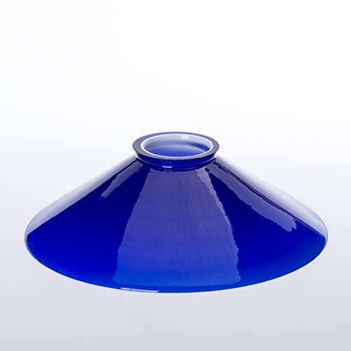 Lampenschirm Glasschirm Schusterschirm Blau glänzend Ø 20cm mit Rand für E27 Fassung von ORION LIGHTSTYLE