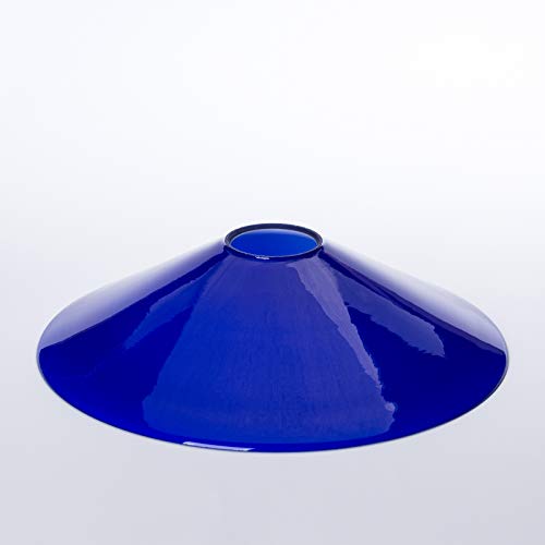 Lampenschirm Glasschirm Schusterschirm Blau glänzend Ø 25cm mit Rand für E27 Fassung von ORION LIGHTSTYLE