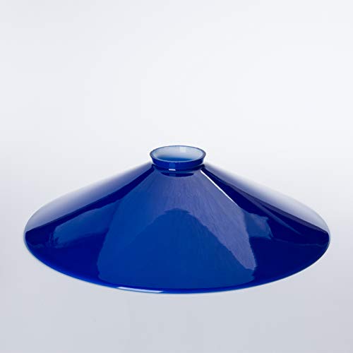 Lampenschirm Glasschirm Schusterschirm Blau glänzend Ø 30cm mit Rand für E27 Fassung von ORION LIGHTSTYLE