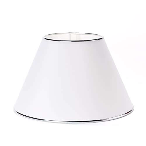 Lampenschirm Textilschirm weiß Stehlampe konischer Stoffschirm mit Metallrand Chrom von ORION LIGHTSTYLE