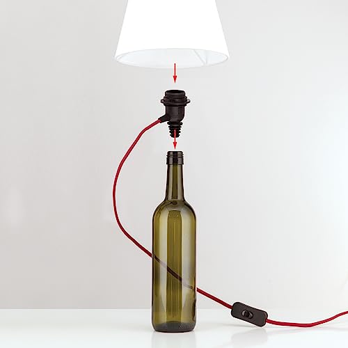 ORION LIGHTSTYLE Lampenfassung E27 Flasche für DIY Leuchte, Bottle, Weinflasche Leuchtenfassung Flaschenadapter, dekorative Tischlampe, bordeaux von ORION LIGHTSTYLE