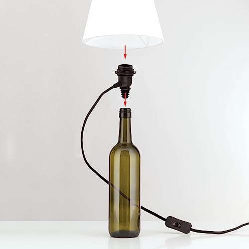 ORION LIGHTSTYLE Lampenfassung E27 Flasche für DIY Leuchte, Bottle, Weinflasche Leuchtenfassung Flaschenadapter, dekorative Tischlampe, schwarz von ORION LIGHTSTYLE